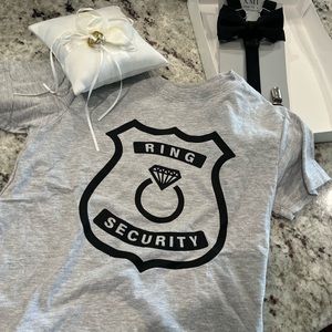 Ring bearer set- security (4T) t-shirt, ring pillow and boys suspenders/bow tie